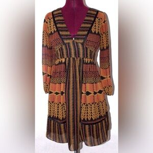 BCB Generation Sheer Puffy 3/4 Sleeve Geometric A-lined Dress